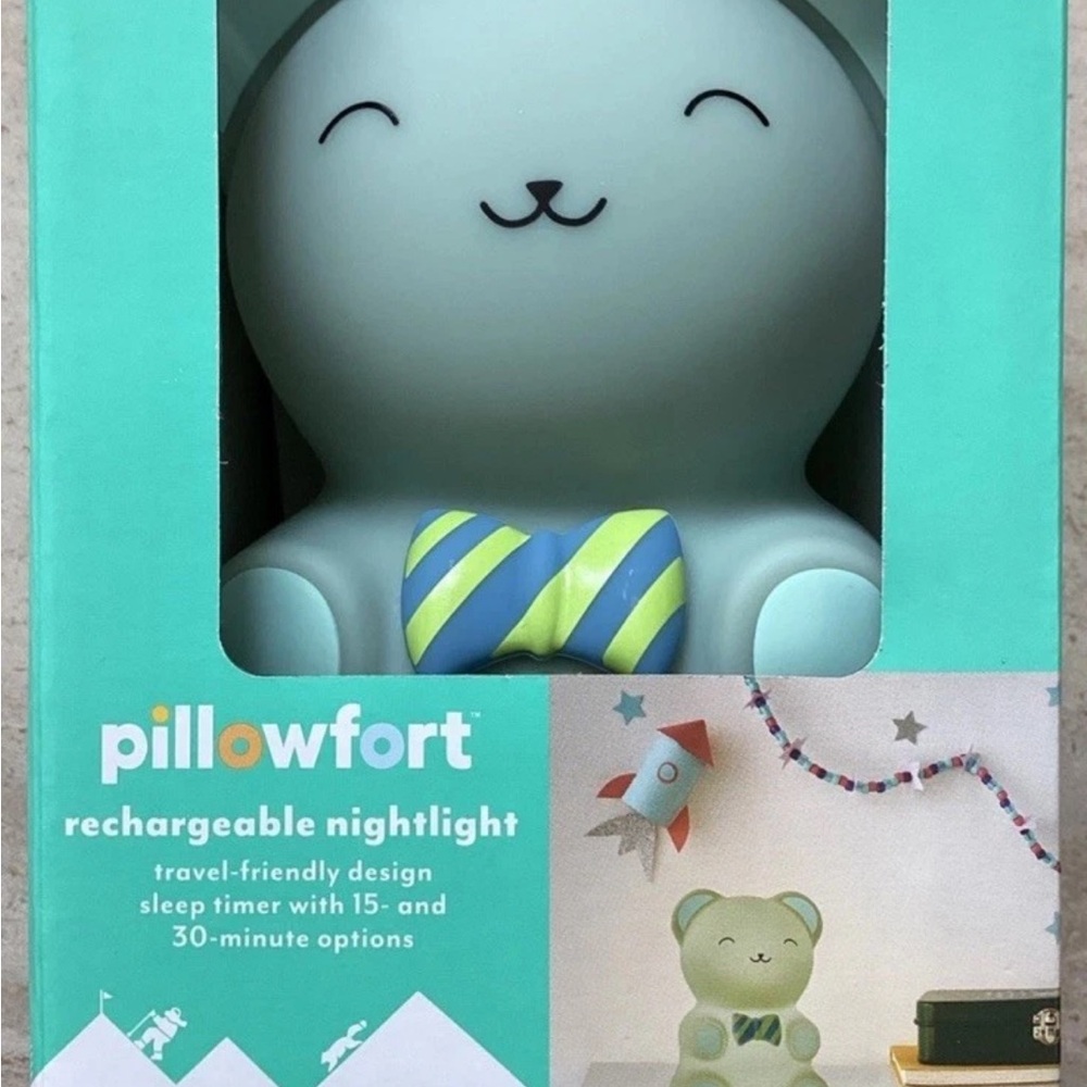 Pillowfort Bear Nightlight with Striped Bow Tie